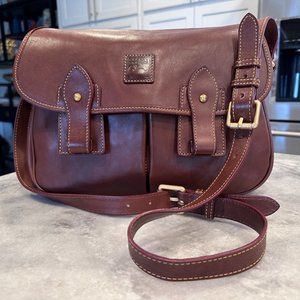 Dooney & Bourke Florentine Leather Saddle Messenger Bag - Chestnut Brown